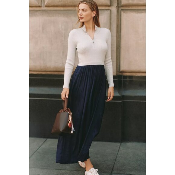 the thea long sleeve half zip maxi dress Anthropologie | Dresses | Anthropologie The Thea Longsleeve Halfzip Maxi  Dress In Grey Size Medium